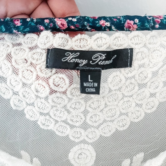 Cream Embroidered Tulle Swim Cover Up, Large - Picture 4 of 5